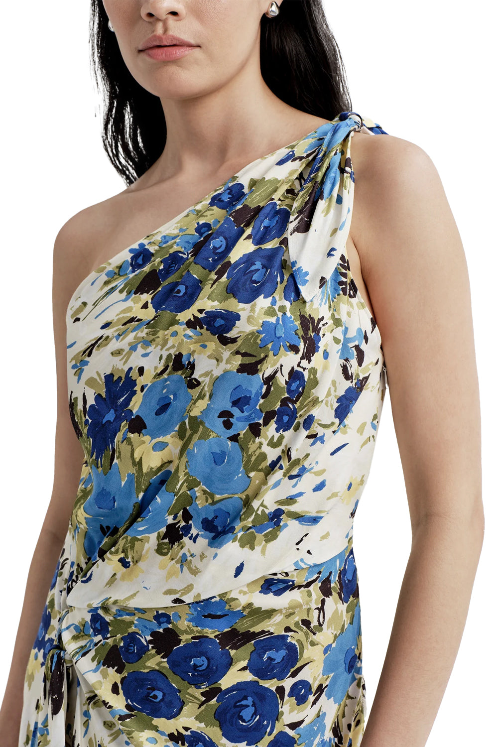 Eliana One Shoulder Midi Dress in Butter Capri Multi