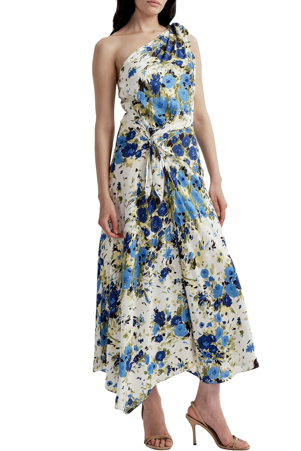 Eliana One Shoulder Midi Dress in Butter Capri Multi