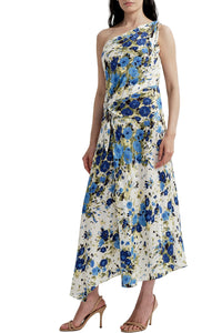 Eliana One Shoulder Midi Dress in Butter Capri Multi