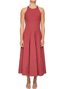 Gemma Stretch Cotton Midi Dress in Apple Butter