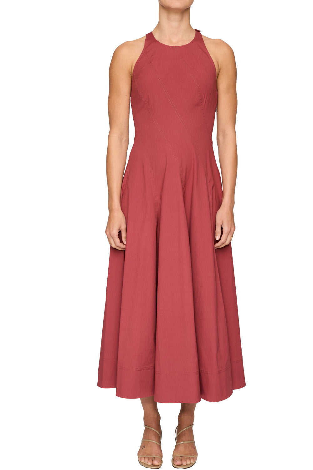 Gemma Stretch Cotton Midi Dress in Apple Butter