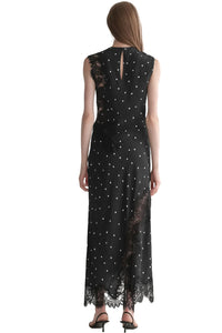 Gracie Polka Dot Crepe and Lace Top in Black Cream