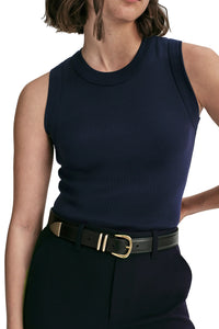 Hadley Cotton Rib Tank in Maritime Navy