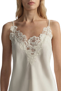 Hana Satin and Lace Camisole Top in Cream