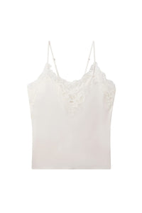 Hana Satin and Lace Camisole Top in Cream