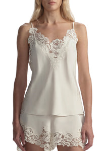 Hana Satin and Lace Camisole Top in Cream