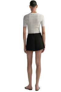 Lottie Fine Cotton Cropped Cardigan in Bright White