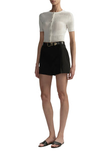 Lottie Fine Cotton Cropped Cardigan in Bright White