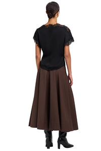 Luna Satin and Lace Top in Black
