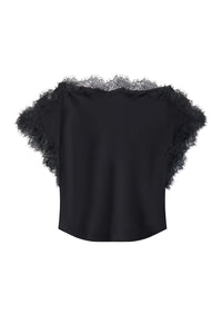 Luna Satin and Lace Top in Black