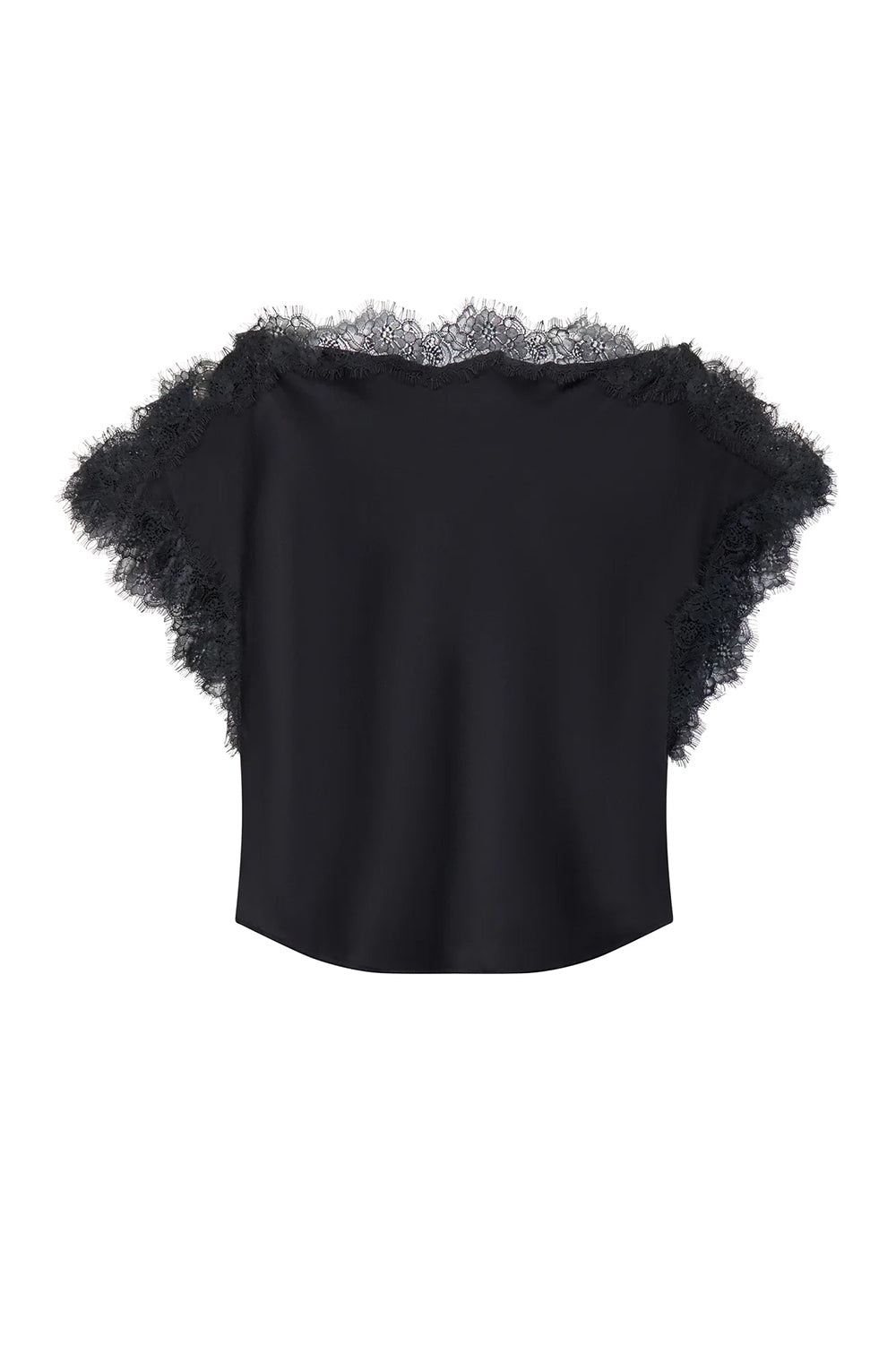 Luna Satin and Lace Top in Black