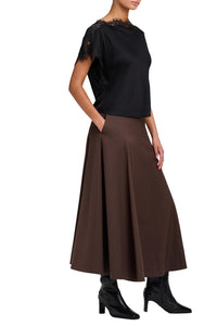 Luna Satin and Lace Top in Black