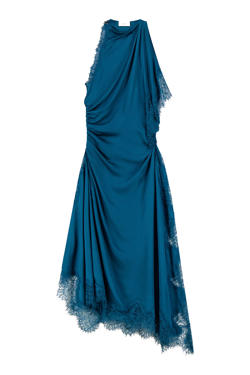 Miriam Satin and Lace Maxi Dress in Light Teal/Light Teal