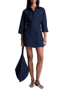 Sid Raffia Bag in Midnight Blue