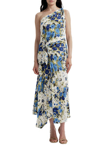Eliana One Shoulder Midi Dress in Butter Capri Multi