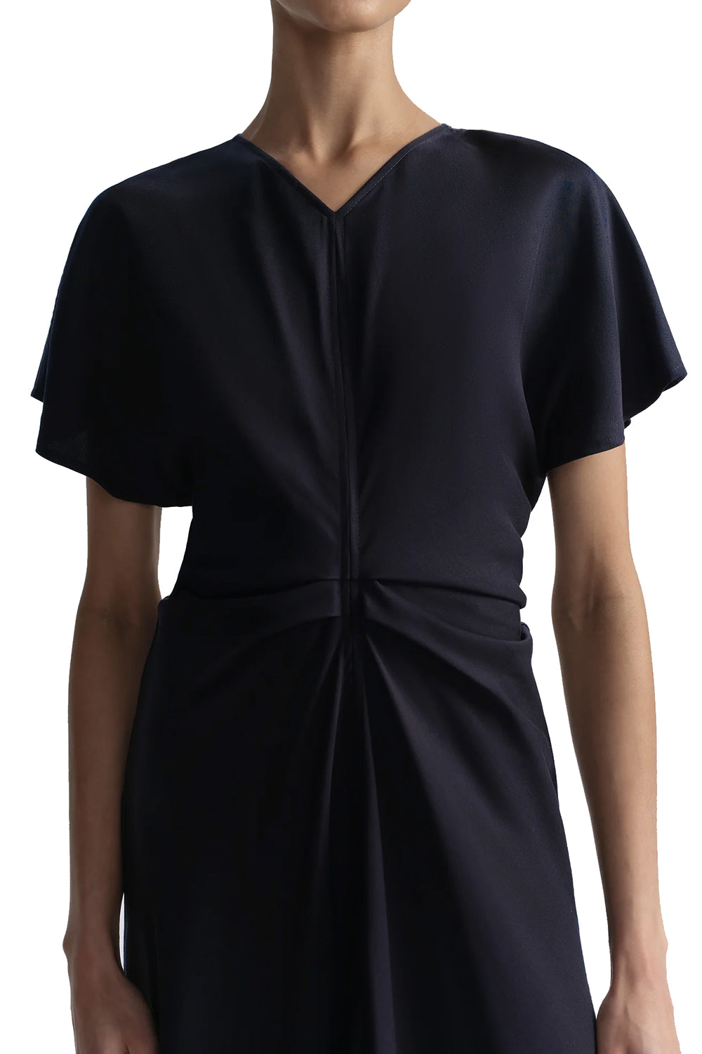 Rem Ruched Midi Dress in Night Blue