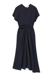 Rem Ruched Midi Dress in Night Blue