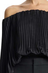 Sienna Satin Pleated Off Shoulder Top