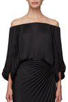 Sienna Satin Pleated Off Shoulder Top