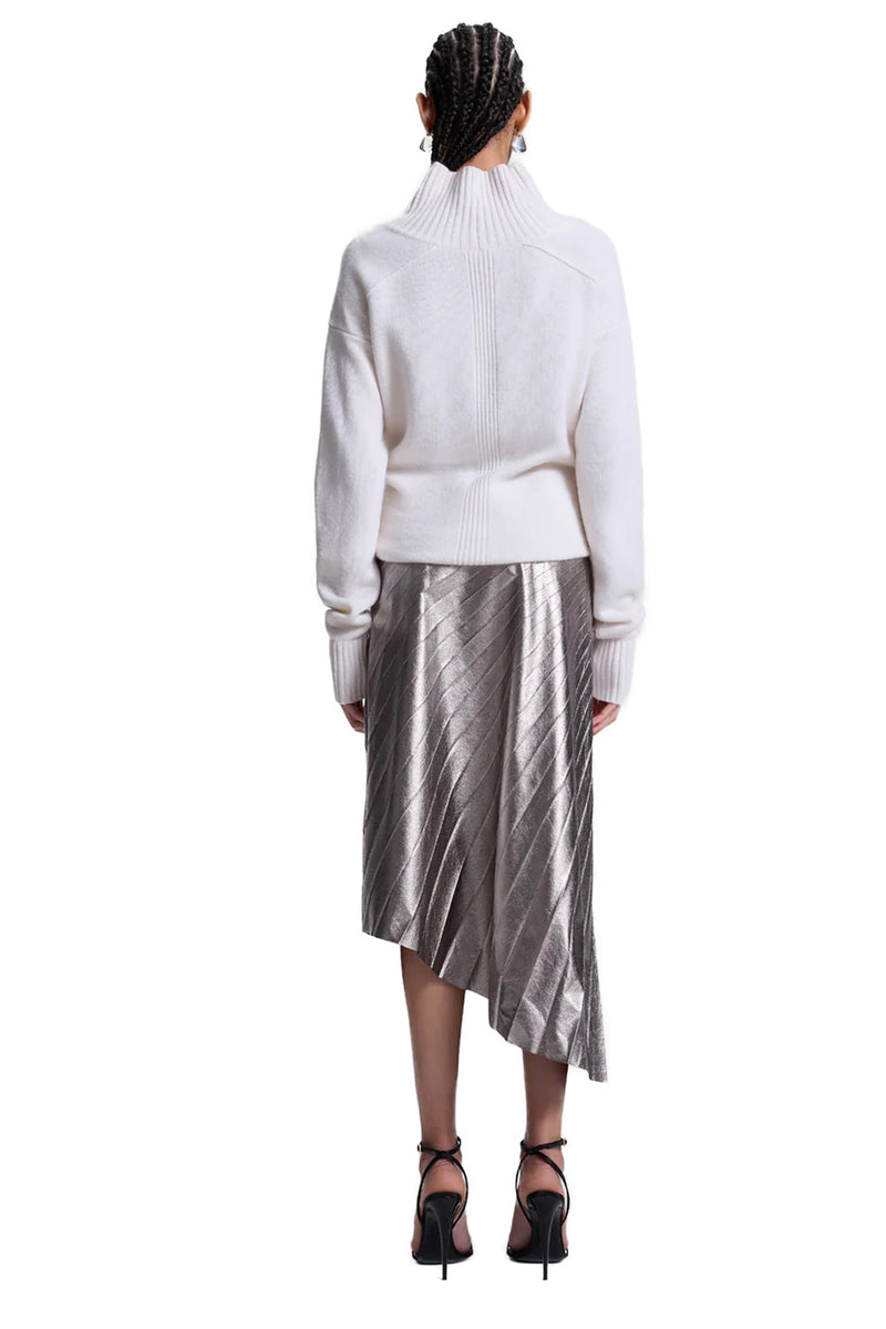 Tracy Metallic Vegan Leather Skirt in Smokey Silver