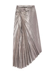 Tracy Metallic Vegan Leather Skirt in Smokey Silver