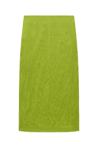 Phoebe Satin Midi Skirt in Green Meadow