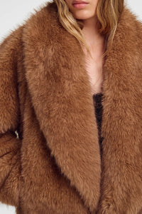 Solange Faux Fur Jacket in Tan Alpaca