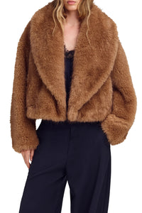 Solange Faux Fur Jacket in Tan Alpaca