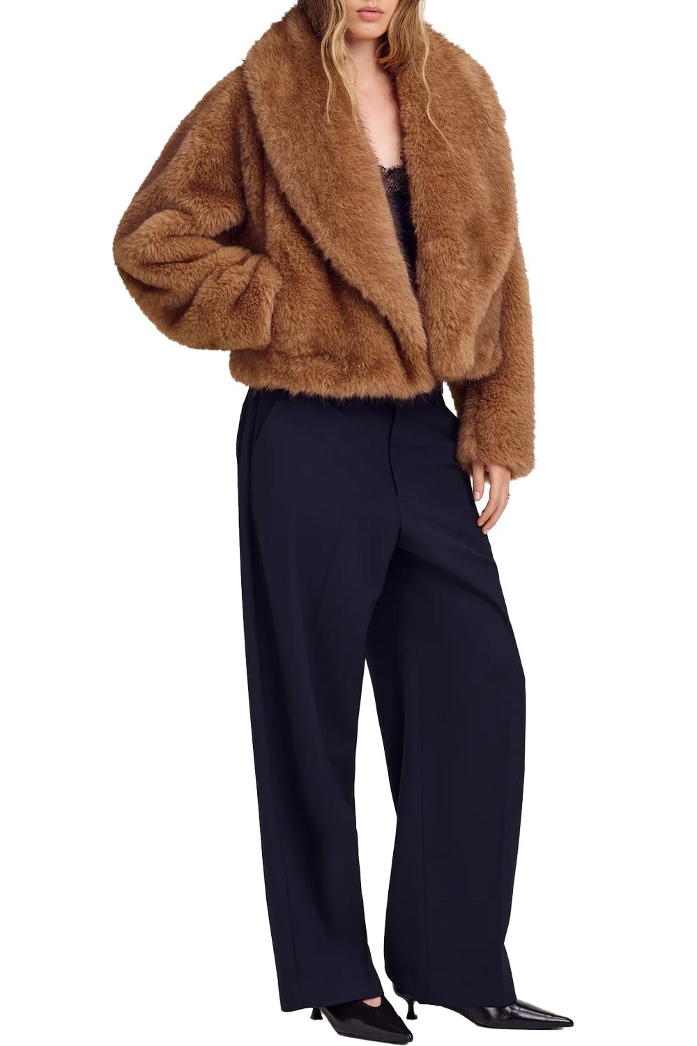 Solange Faux Fur Jacket in Tan Alpaca