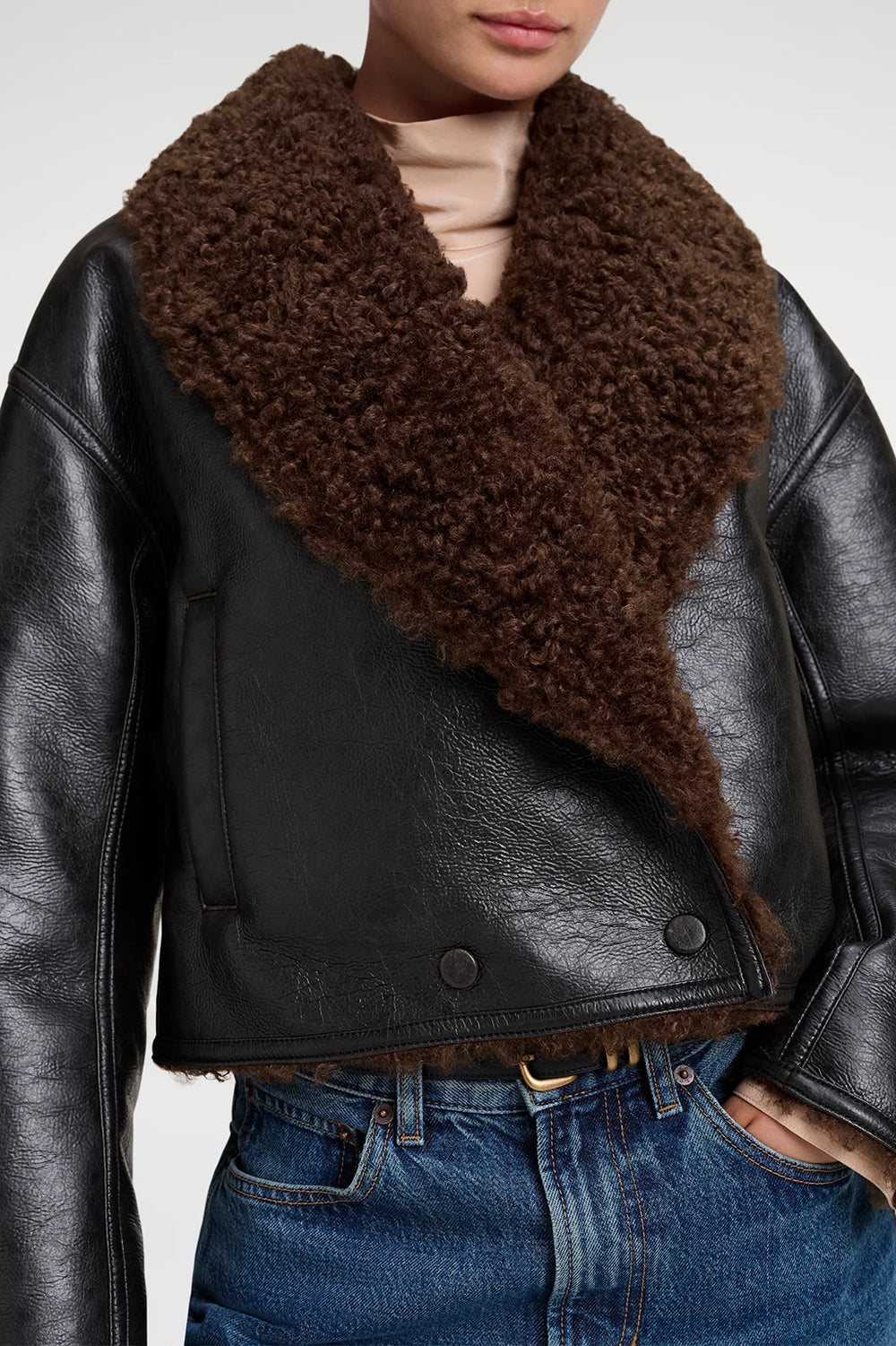Stella Faux Shearling Jacket in Deepest Brown Pilot Brown