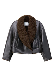 Stella Faux Shearling Jacket in Deepest Brown Pilot Brown