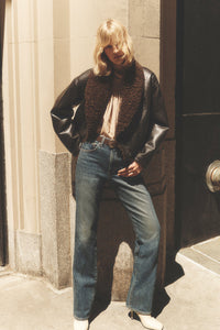 Stella Faux Shearling Jacket in Deepest Brown Pilot Brown