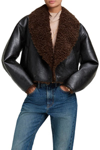 Stella Faux Shearling Jacket in Deepest Brown Pilot Brown
