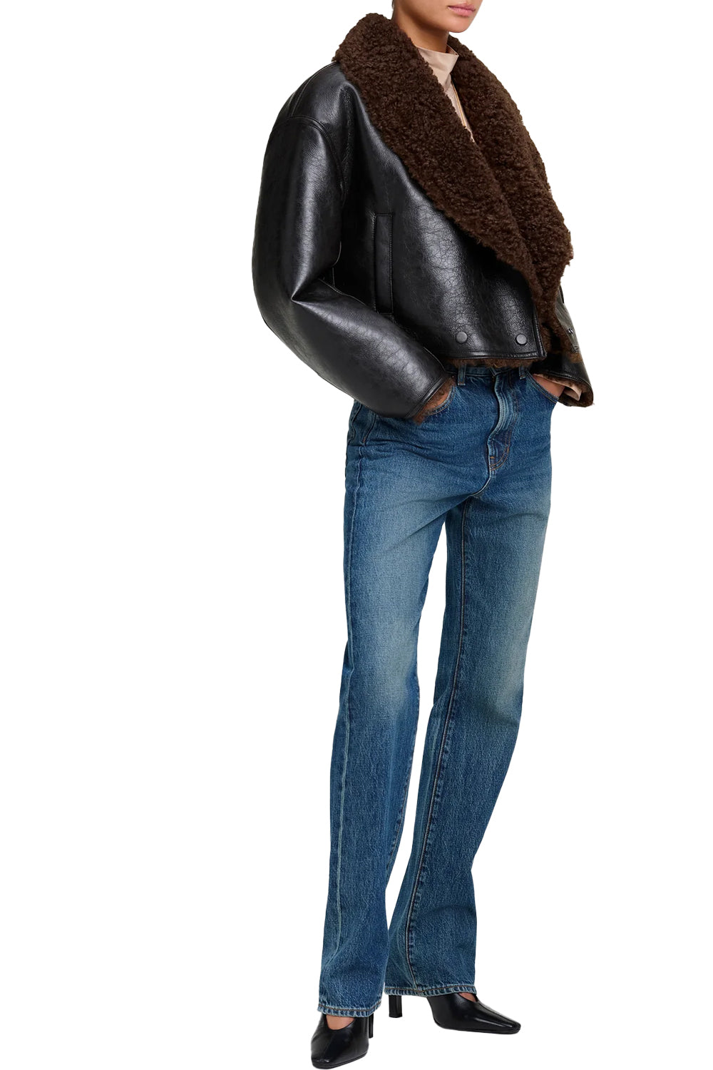 Stella Faux Shearling Jacket in Deepest Brown Pilot Brown