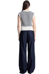 Margo Striped Knit Top in Parchment/Navy Stripe