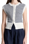 Margo Striped Knit Top in Parchment/Navy Stripe