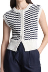 Margo Striped Knit Top in Parchment/Navy Stripe