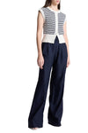 Margo Striped Knit Top in Parchment/Navy Stripe