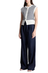 Margo Striped Knit Top in Parchment/Navy Stripe