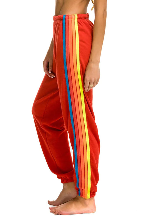 5 Stripe Sweatpant in Red Neon Rainbow