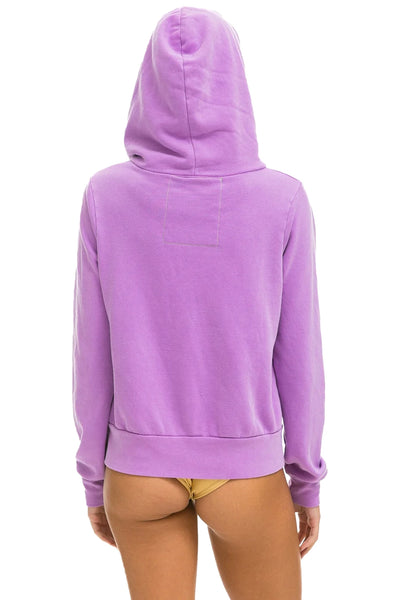 5 Stripe Zip Hoodie in Neon Purple with Pink and Purple Stripes