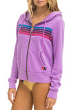5 Stripe Zip Hoodie in Neon Purple with Pink and Purple Stripes