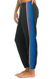 5 Stripe Sweatpant in Charcoal with Blue and Purple Stripes