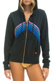 Mountain Stitch Chevron Hoodie in Charcoal with Blue and Purple Stripes