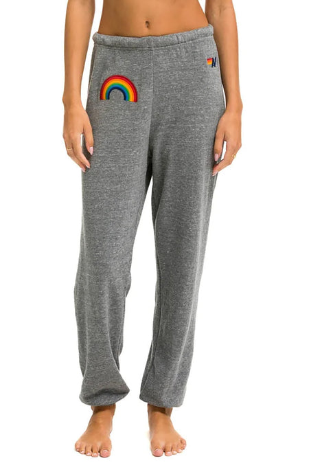 Rainbow Embroidery Zip Hoodie in Heather Grey