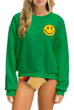 Smiley 2 Relaxed Lightweight Crew Sweatshirt in Kelly Green