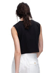 Classic Jersey Sleeveless Cropped Muscle Tee in Black