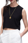 Classic Jersey Sleeveless Cropped Muscle Tee in Black