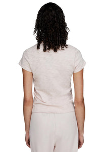 Slub Jersey Schoolboy Crewneck Tee in Faded Rose