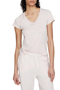 Slub Jersey Short Sleeve V Neck Tee in Faded Rose